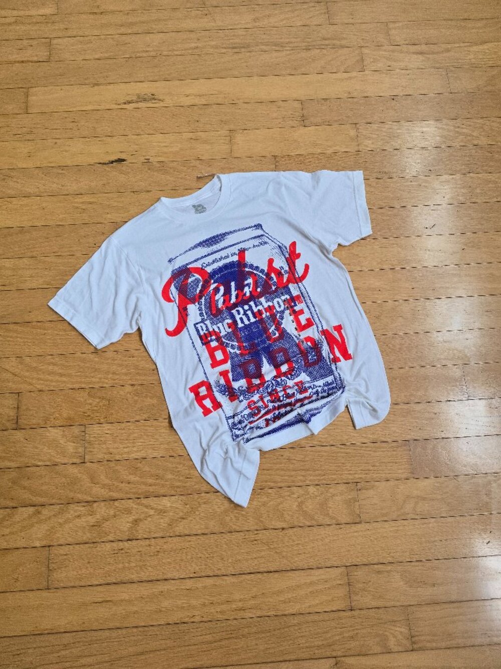 Pabst Blue Ribbon | Vintage Style White Short Sleeve T-shirt | Men's M